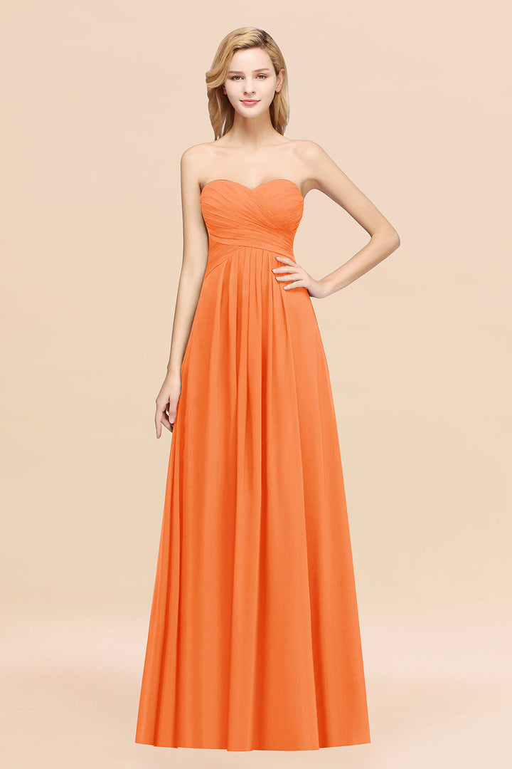 A-line Sweetheart Strapless Chiffon Floor-Length Dress-koscy