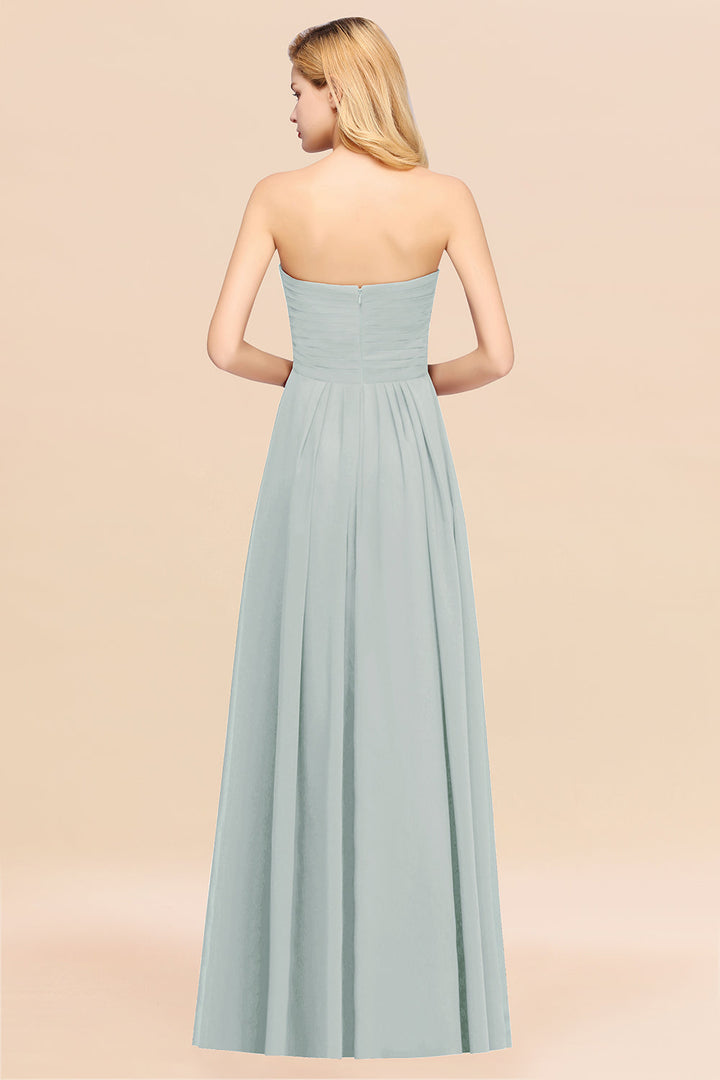 A-line Sweetheart Strapless Chiffon Floor-Length Dress-koscy