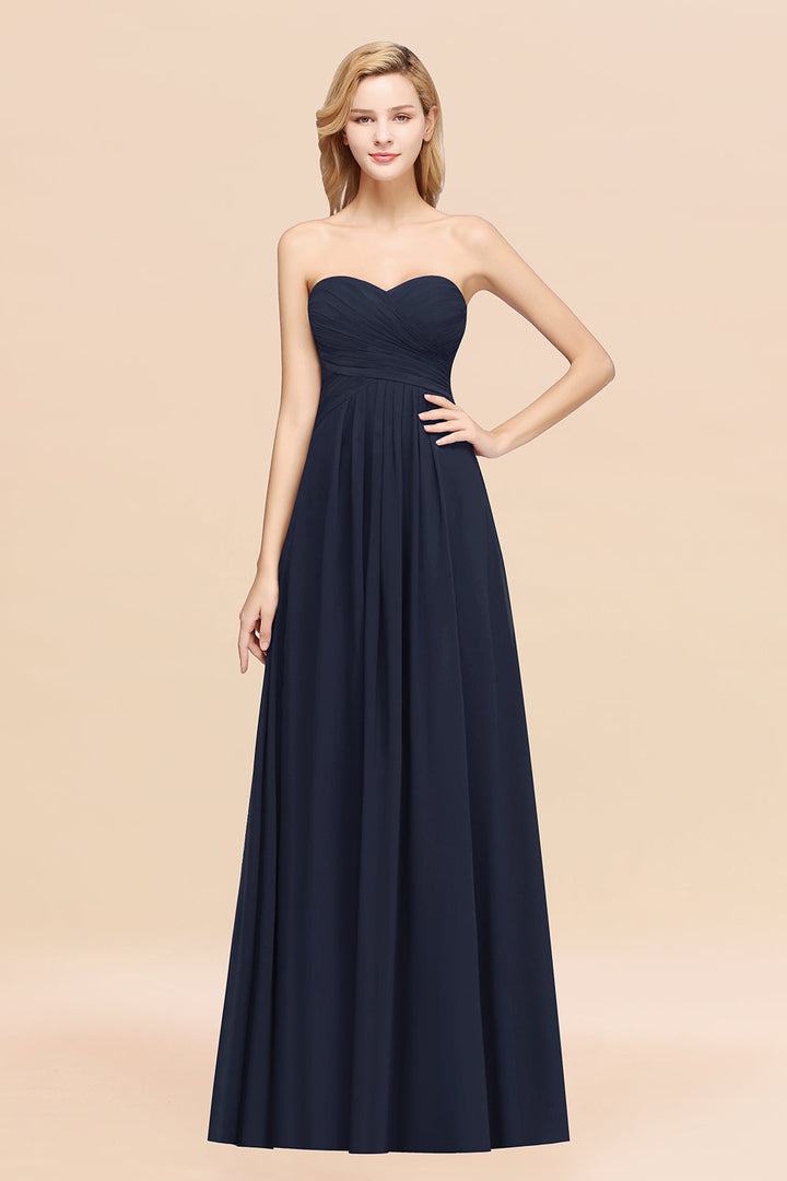 A-line Sweetheart Strapless Chiffon Floor-Length Dress-koscy