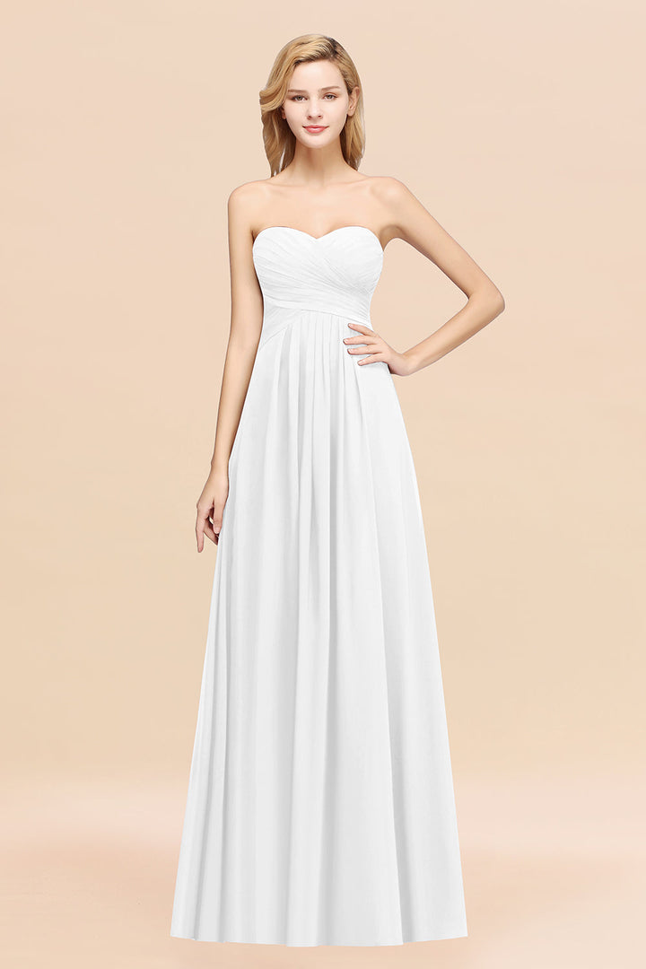 A-line Sweetheart Strapless Chiffon Floor-Length Dress-koscy