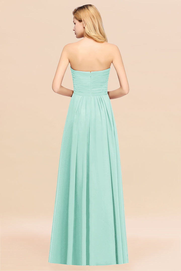 A-line Sweetheart Strapless Chiffon Floor-Length Dress-koscy