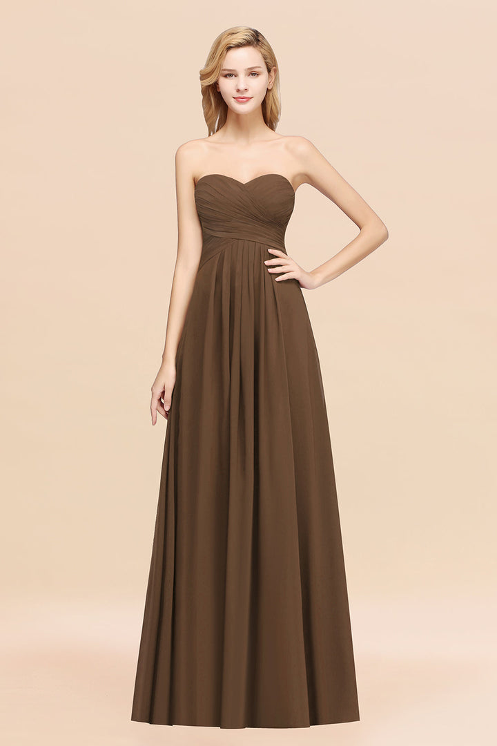 A-line Sweetheart Strapless Chiffon Floor-Length Dress-koscy