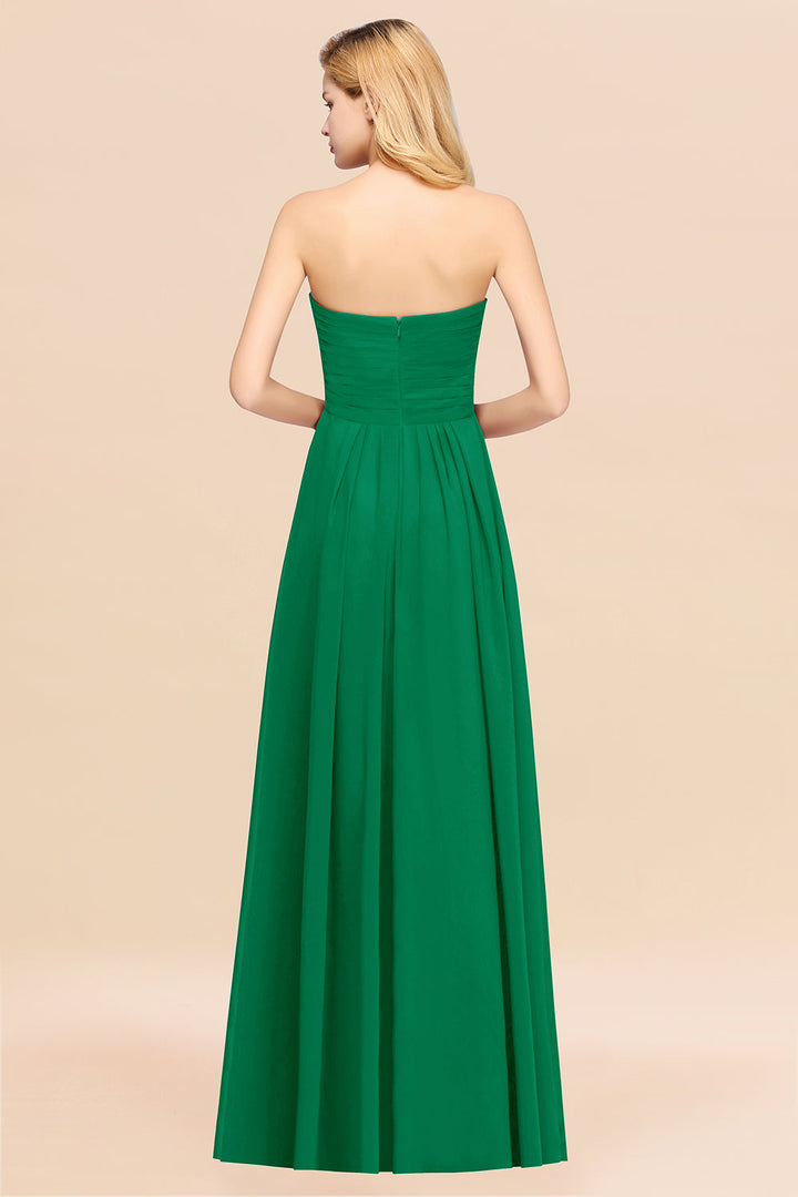 A-line Sweetheart Strapless Chiffon Floor-Length Dress-koscy