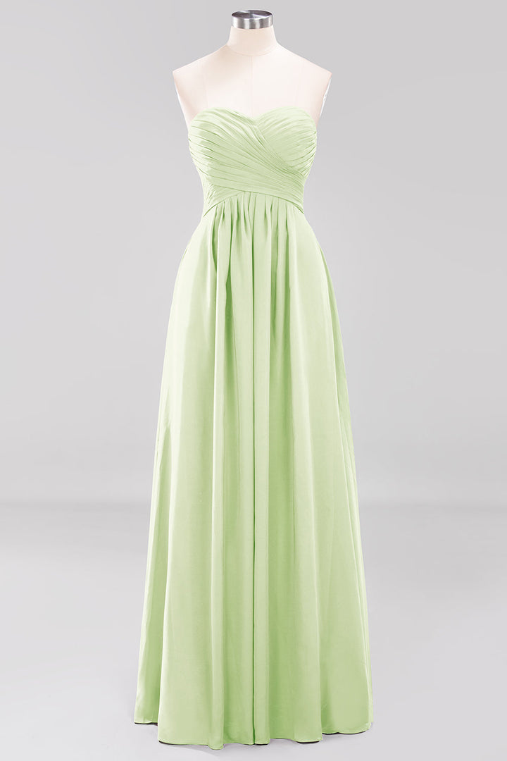 A-line Sweetheart Strapless Chiffon Floor-Length Dress-koscy