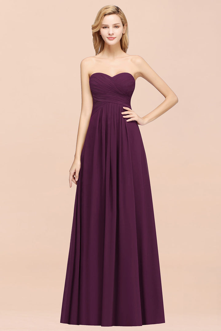 A-line Sweetheart Strapless Chiffon Floor-Length Dress-koscy