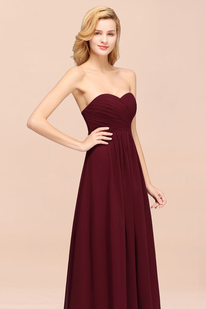 A-line Sweetheart Strapless Chiffon Floor-Length Dress-koscy