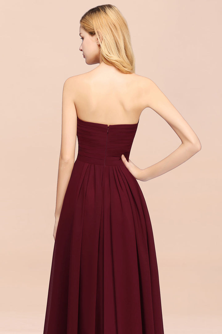 A-line Sweetheart Strapless Chiffon Floor-Length Dress-koscy