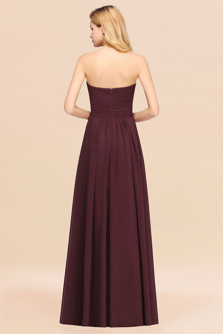 A-line Sweetheart Strapless Chiffon Floor-Length Dress-koscy