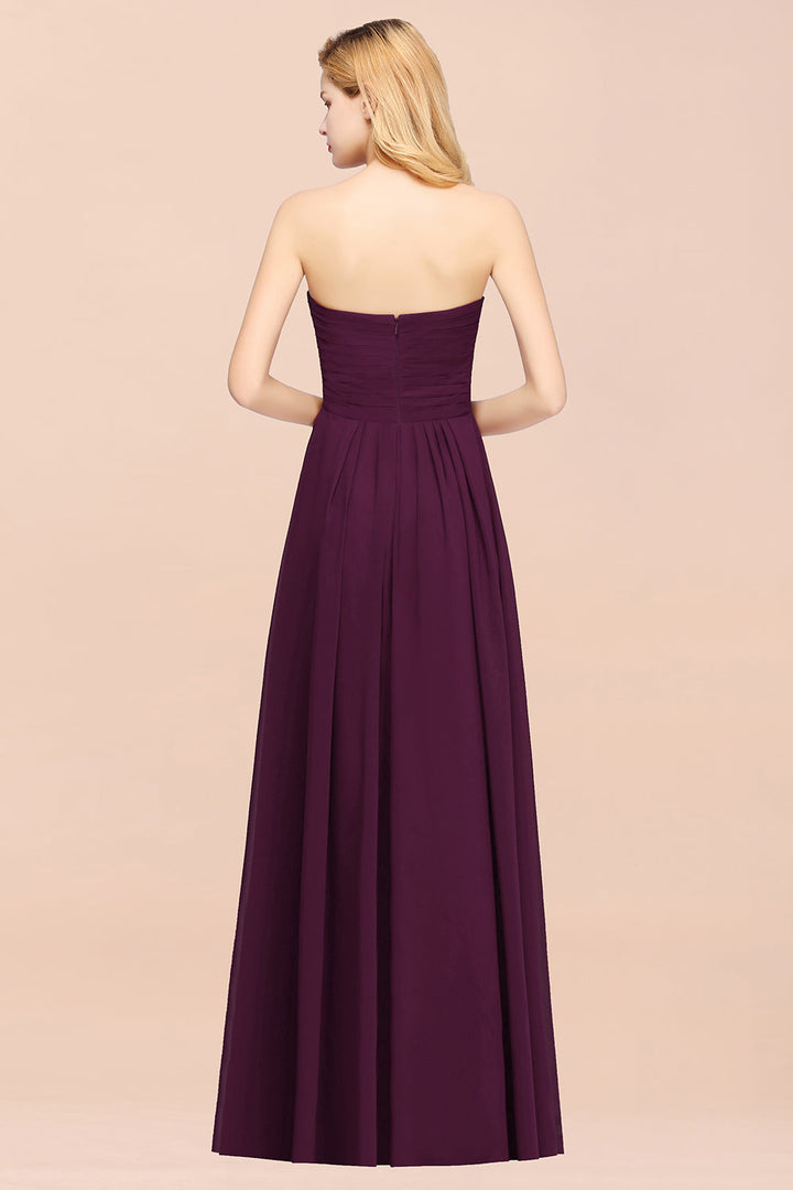 A-line Sweetheart Strapless Chiffon Floor-Length Dress-koscy