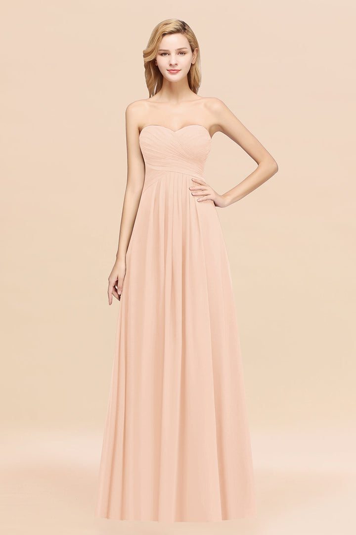 A-line Sweetheart Strapless Chiffon Floor-Length Dress-koscy