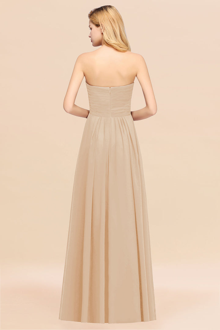 A-line Sweetheart Strapless Chiffon Floor-Length Dress-koscy