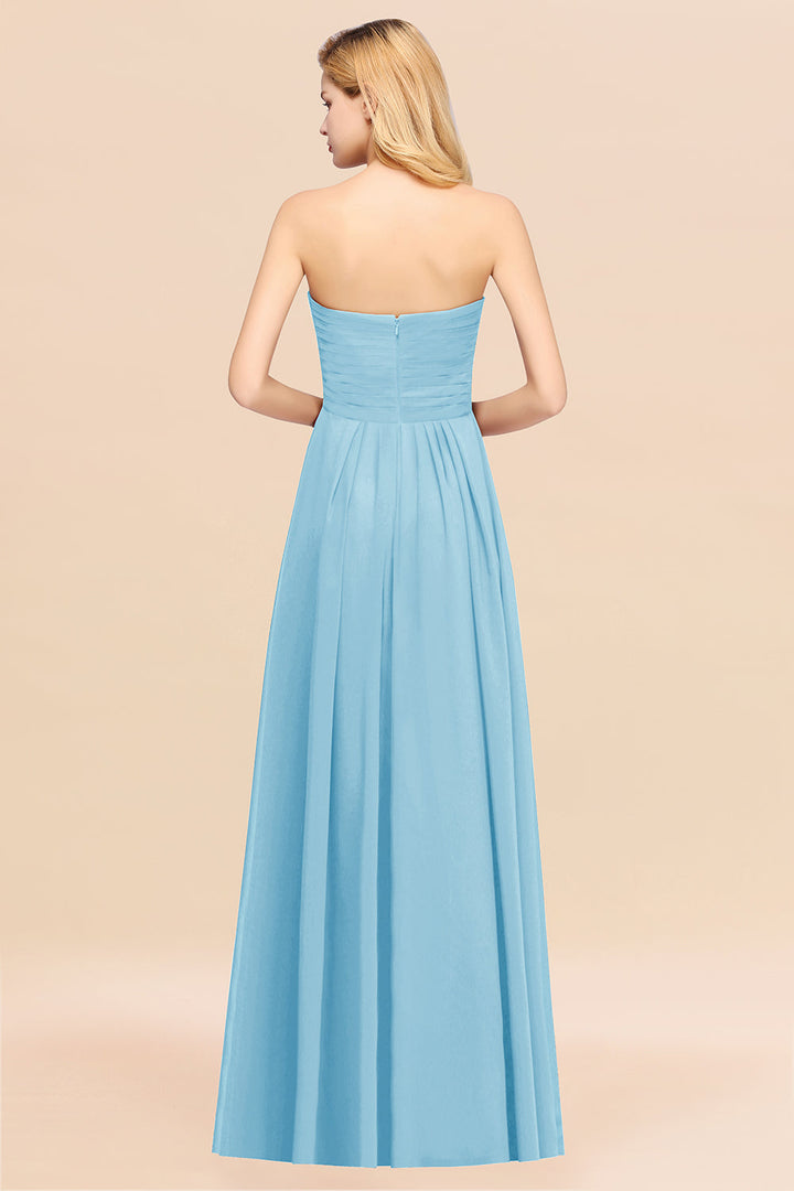 A-line Sweetheart Strapless Chiffon Floor-Length Dress-koscy