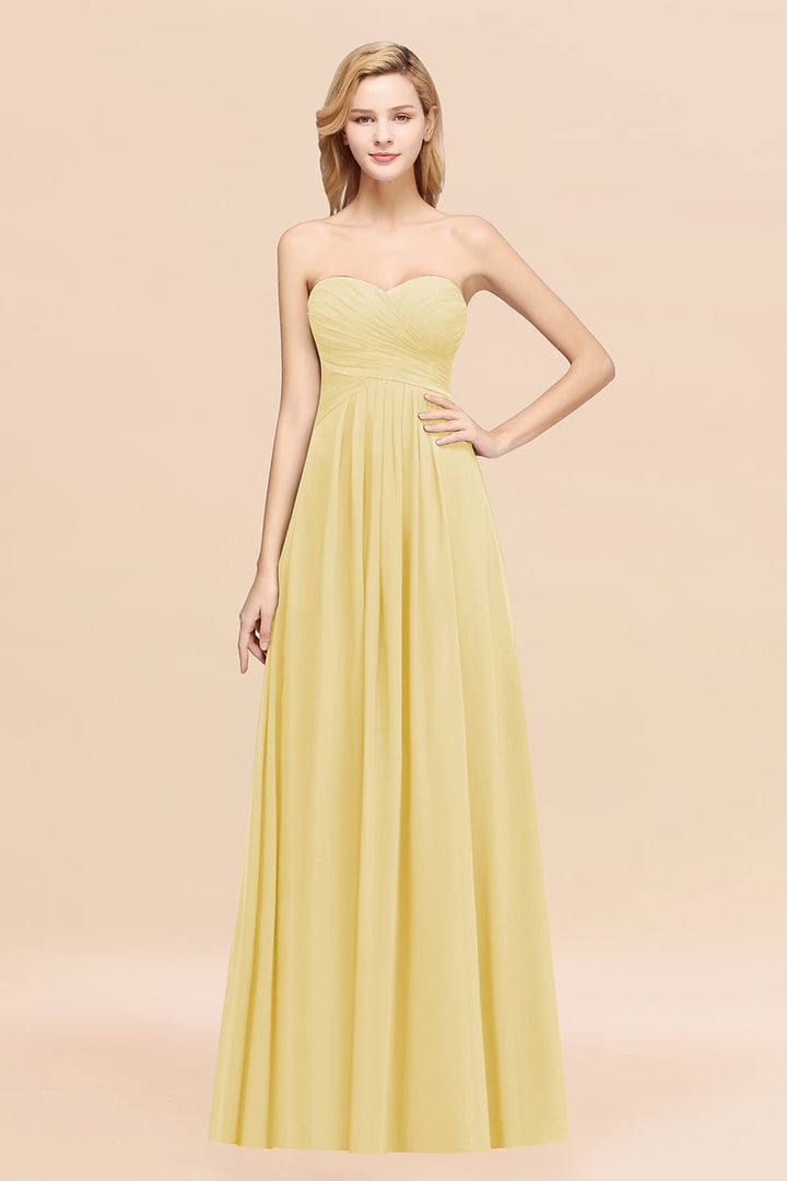 A-line Sweetheart Strapless Chiffon Floor-Length Dress-koscy