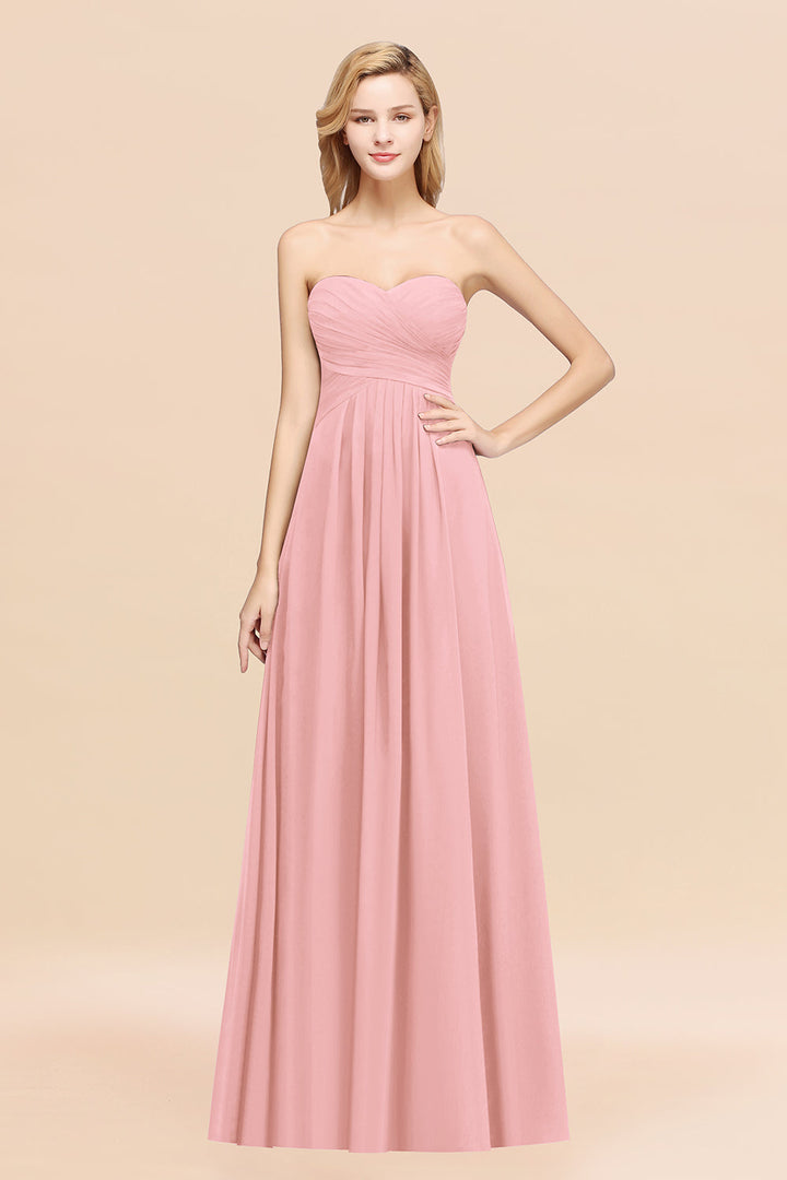 A-line Sweetheart Strapless Chiffon Floor-Length Dress-koscy