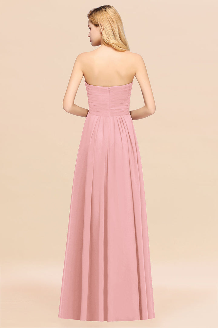 A-line Sweetheart Strapless Chiffon Floor-Length Dress-koscy