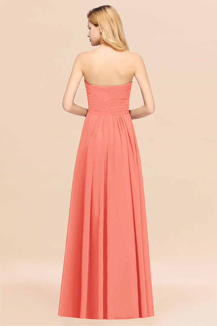 A-line Sweetheart Strapless Chiffon Floor-Length Dress-koscy