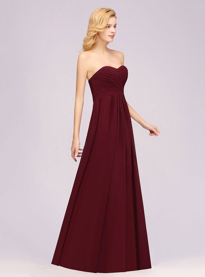 A-line Sweetheart Strapless Chiffon Floor-Length Dress-koscy