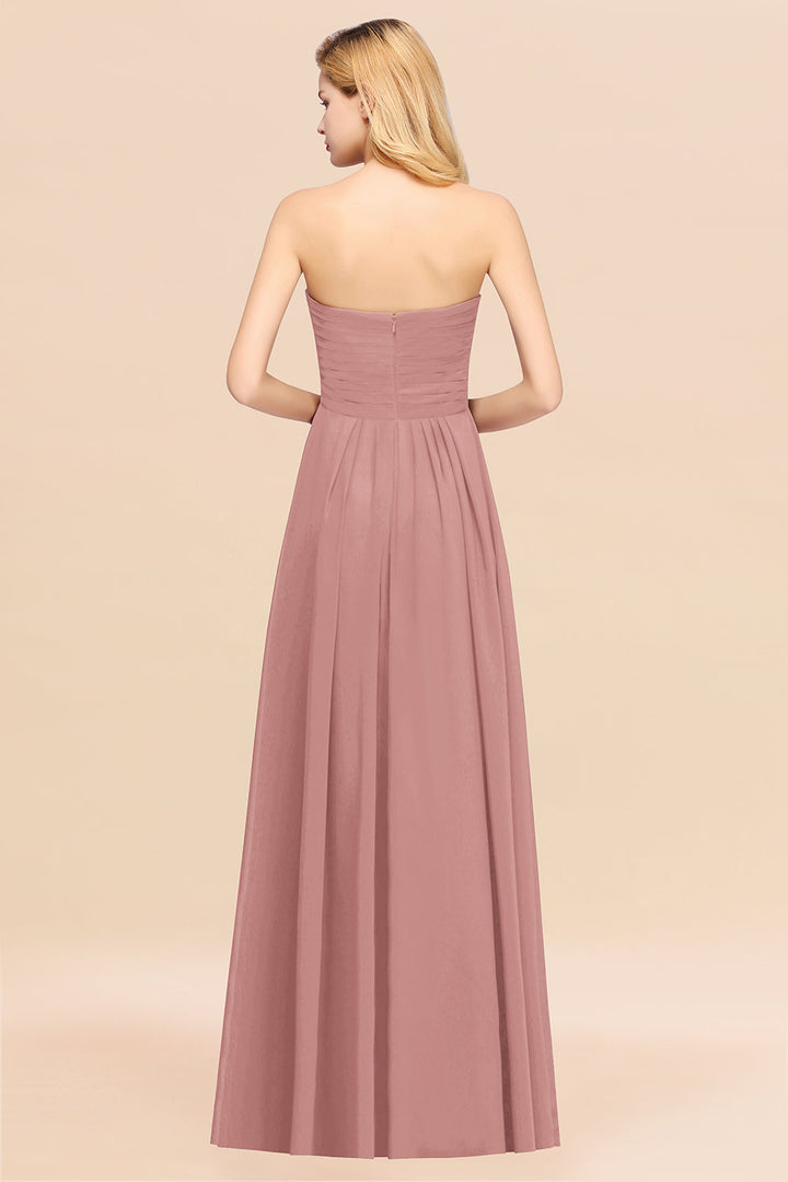 A-line Sweetheart Strapless Chiffon Floor-Length Dress-koscy