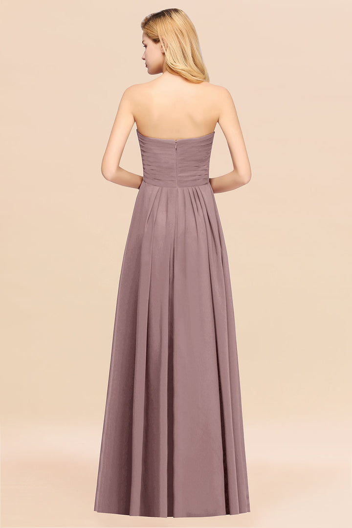 A-line Sweetheart Strapless Chiffon Floor-Length Dress-koscy