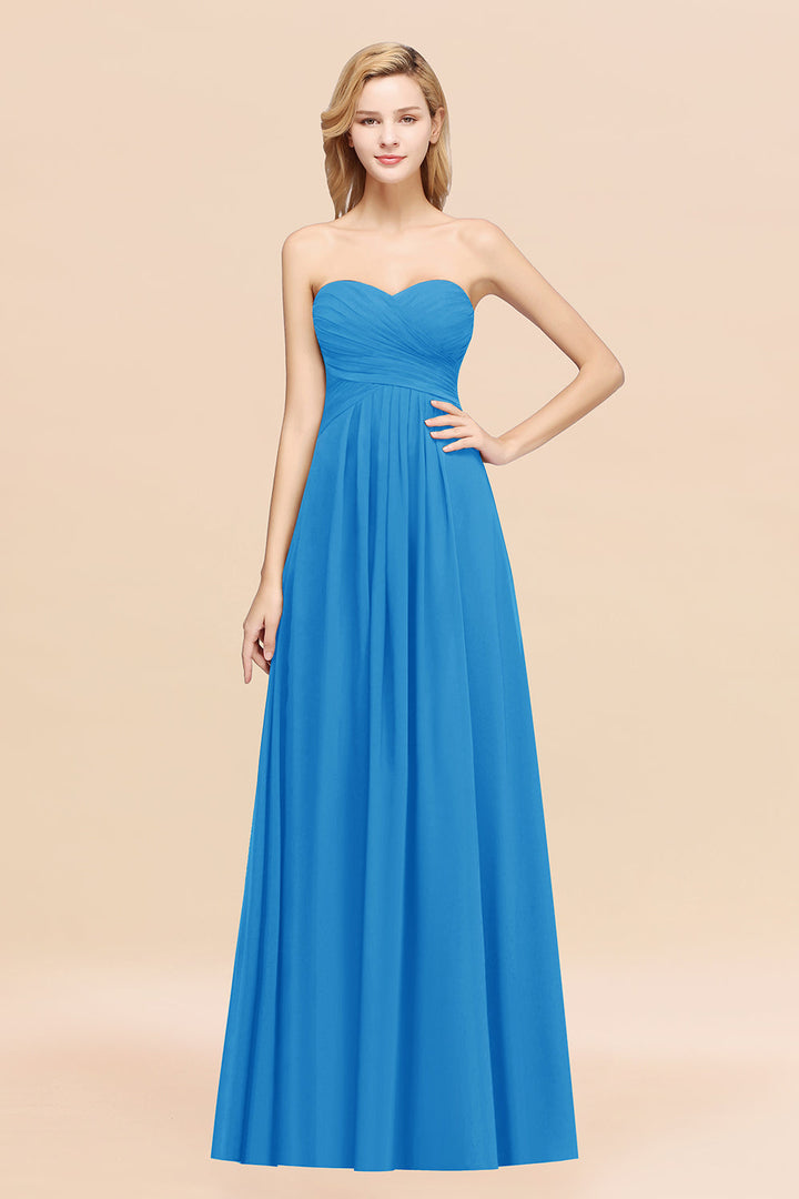 A-line Sweetheart Strapless Chiffon Floor-Length Dress-koscy