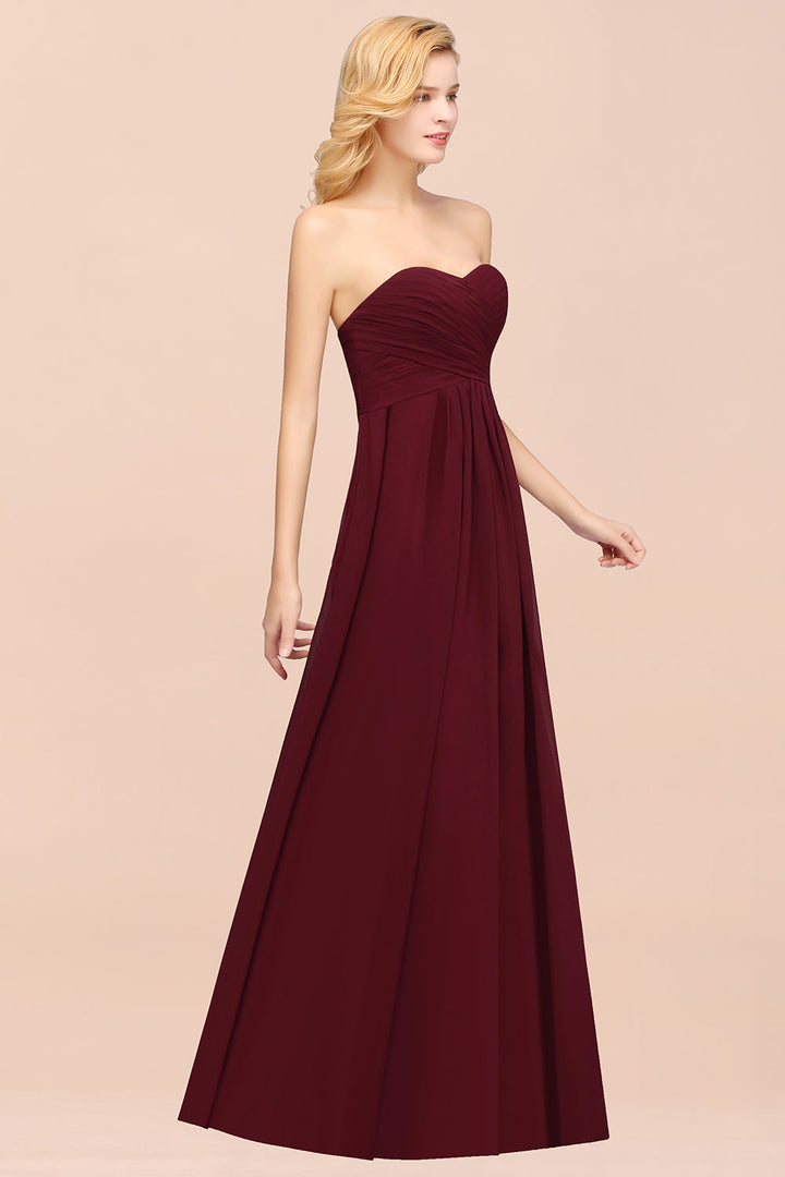 A-line Sweetheart Strapless Chiffon Floor-Length Dress-koscy