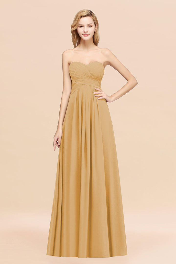 A-line Sweetheart Strapless Chiffon Floor-Length Dress-koscy