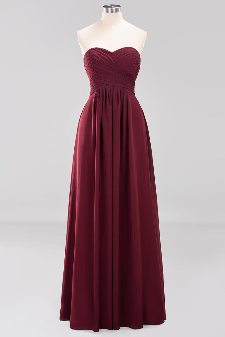 A-line Sweetheart Strapless Chiffon Floor-Length Dress-koscy