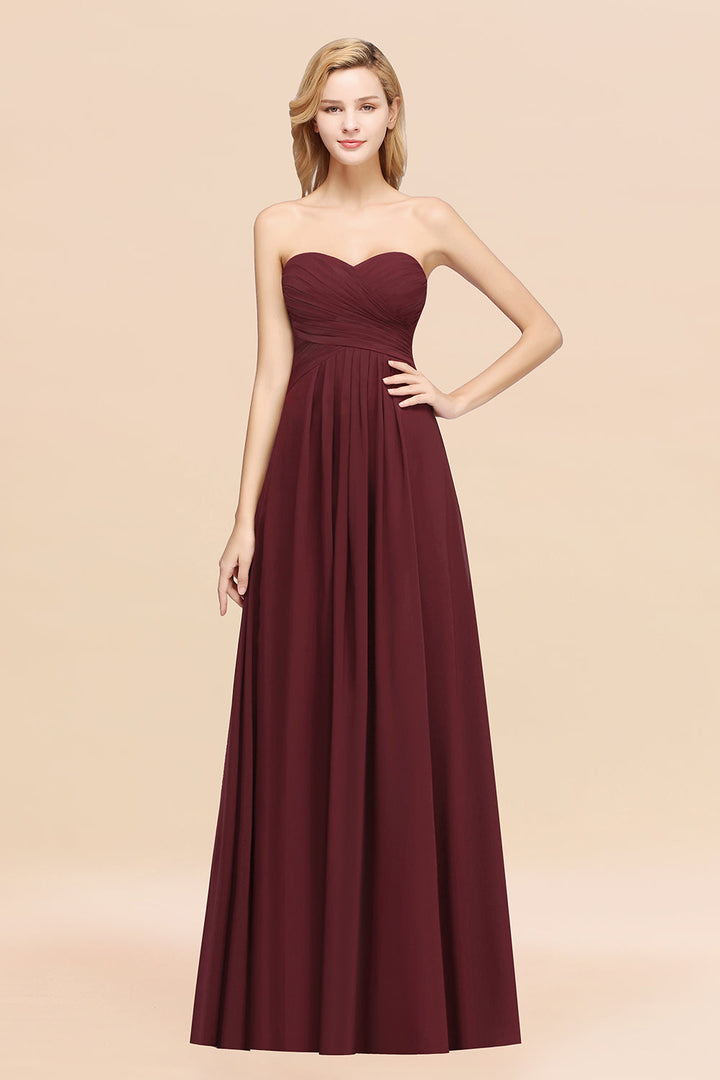 A-line Sweetheart Strapless Chiffon Floor-Length Dress-koscy