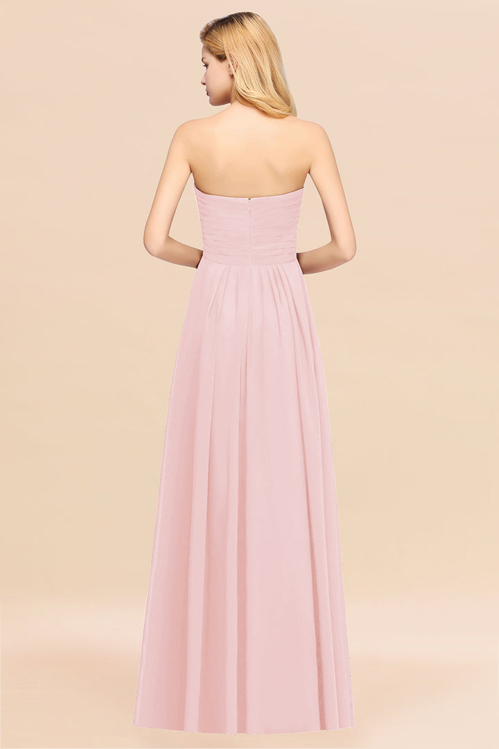 A-line Sweetheart Strapless Chiffon Floor-Length Dress-koscy