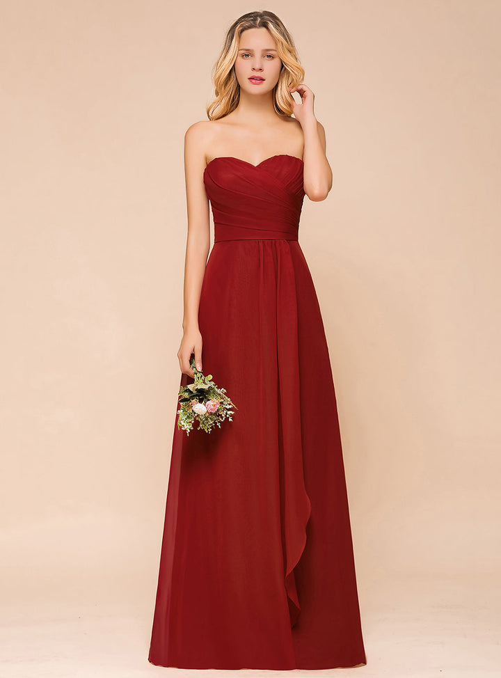 A-Line Sweetheart Strapless Floor-Length Dress-koscy