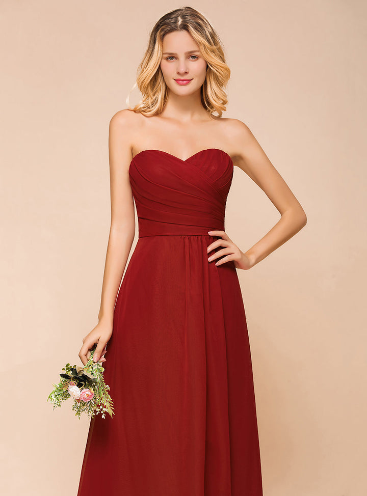 A-Line Sweetheart Strapless Floor-Length Dress-koscy