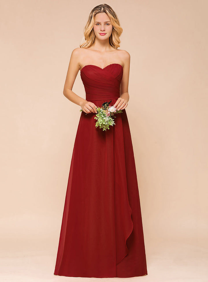 A-Line Sweetheart Strapless Floor-Length Dress-koscy