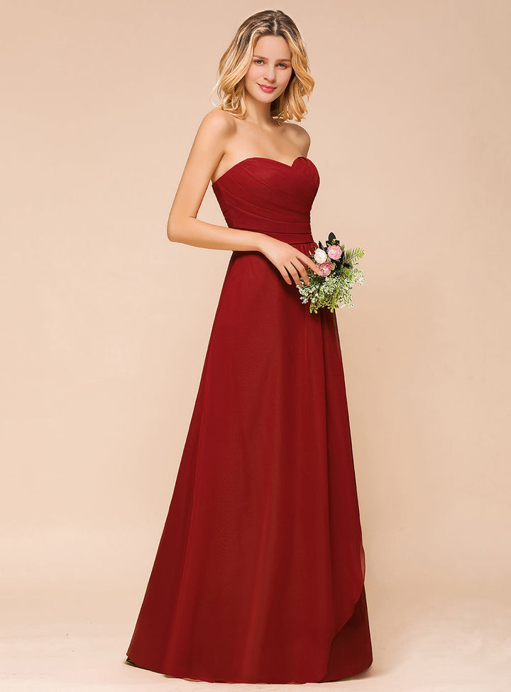 A-Line Sweetheart Strapless Floor-Length Dress-koscy