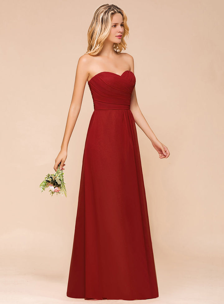 A-Line Sweetheart Strapless Floor-Length Dress-koscy