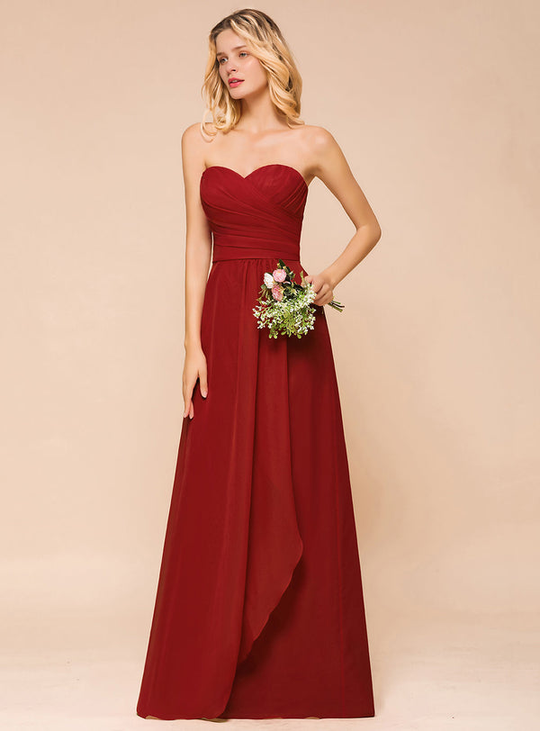 A-Line Sweetheart Strapless Floor-Length Dress-koscy