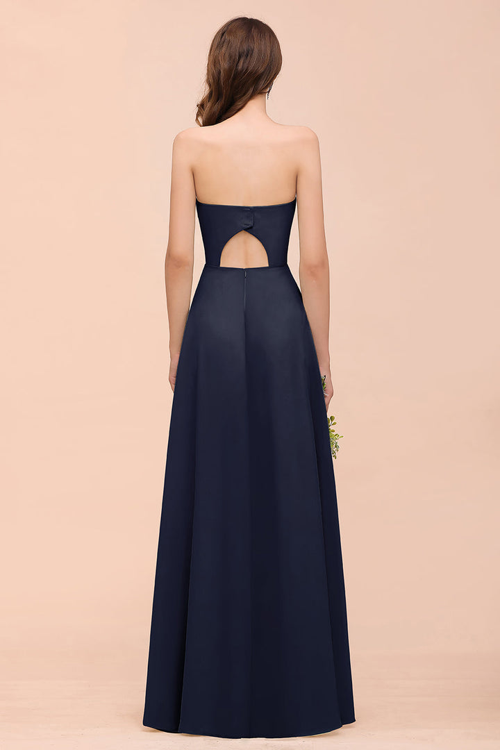 A-Line Sweetheart Strapless Sleeveless Front Slit Dress-koscy