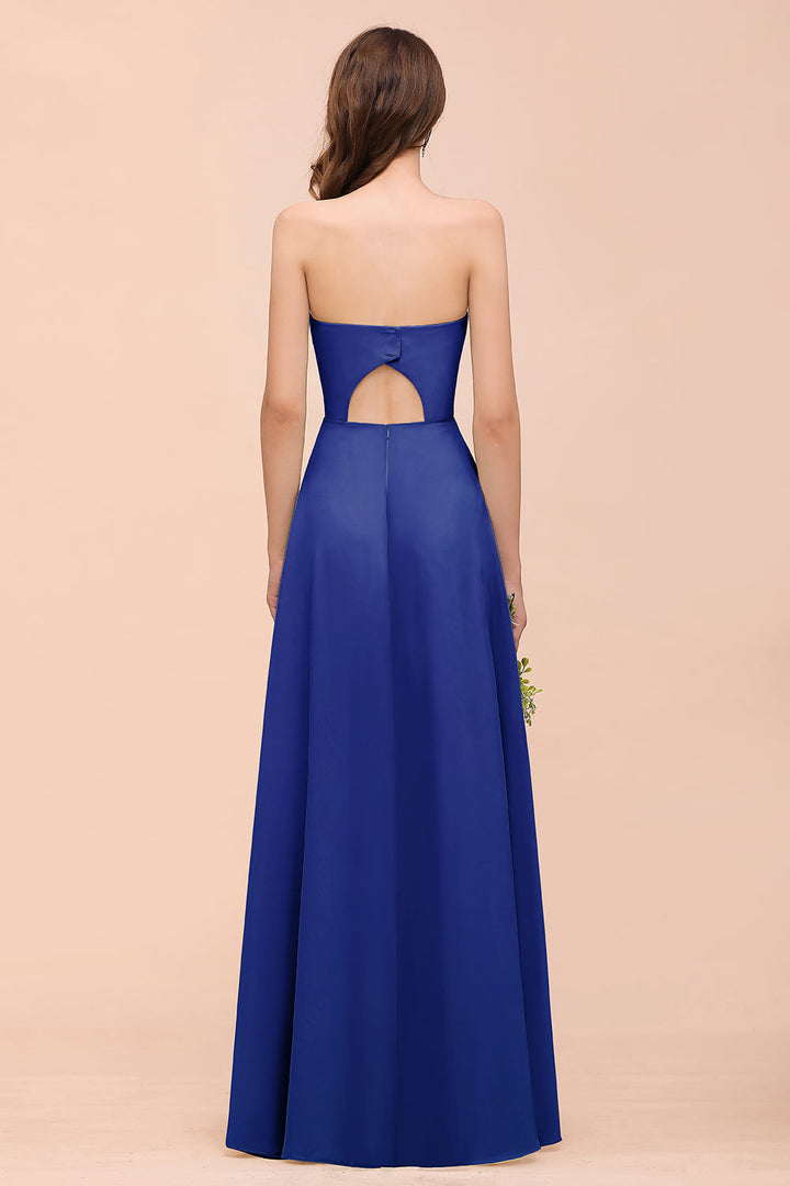 A-Line Sweetheart Strapless Sleeveless Front Slit Dress-koscy