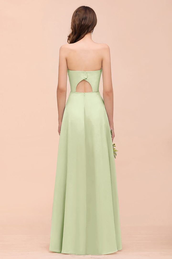 A-Line Sweetheart Strapless Sleeveless Front Slit Dress-koscy