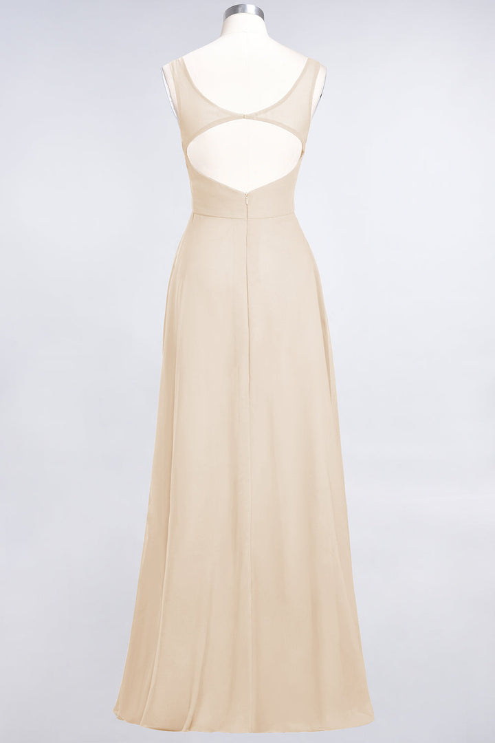 A-line V-Neck Chiffon Floor-Length Dress-koscy