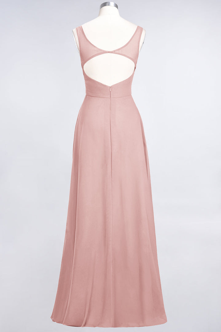 A-line V-Neck Chiffon Floor-Length Dress-koscy