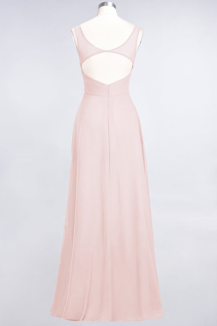 A-line V-Neck Chiffon Floor-Length Dress-koscy