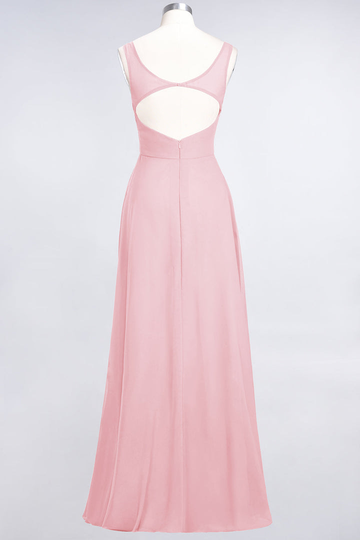 A-line V-Neck Chiffon Floor-Length Dress-koscy