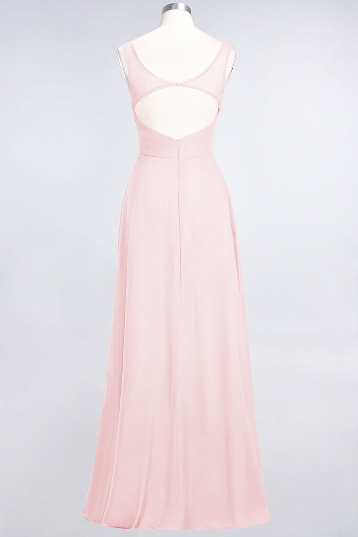 A-line V-Neck Chiffon Floor-Length Dress-koscy