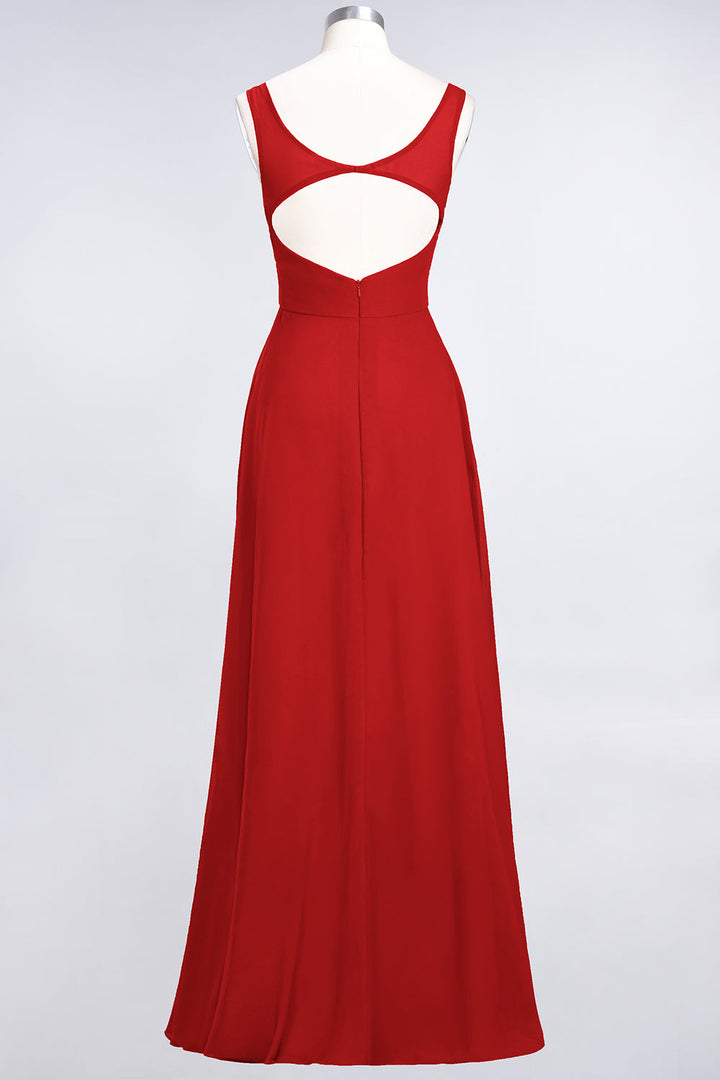 A-line V-Neck Chiffon Floor-Length Dress-koscy