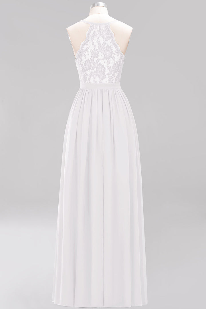 A-line V-Neck Chiffon Floor-Length Dress Sleeveless-koscy