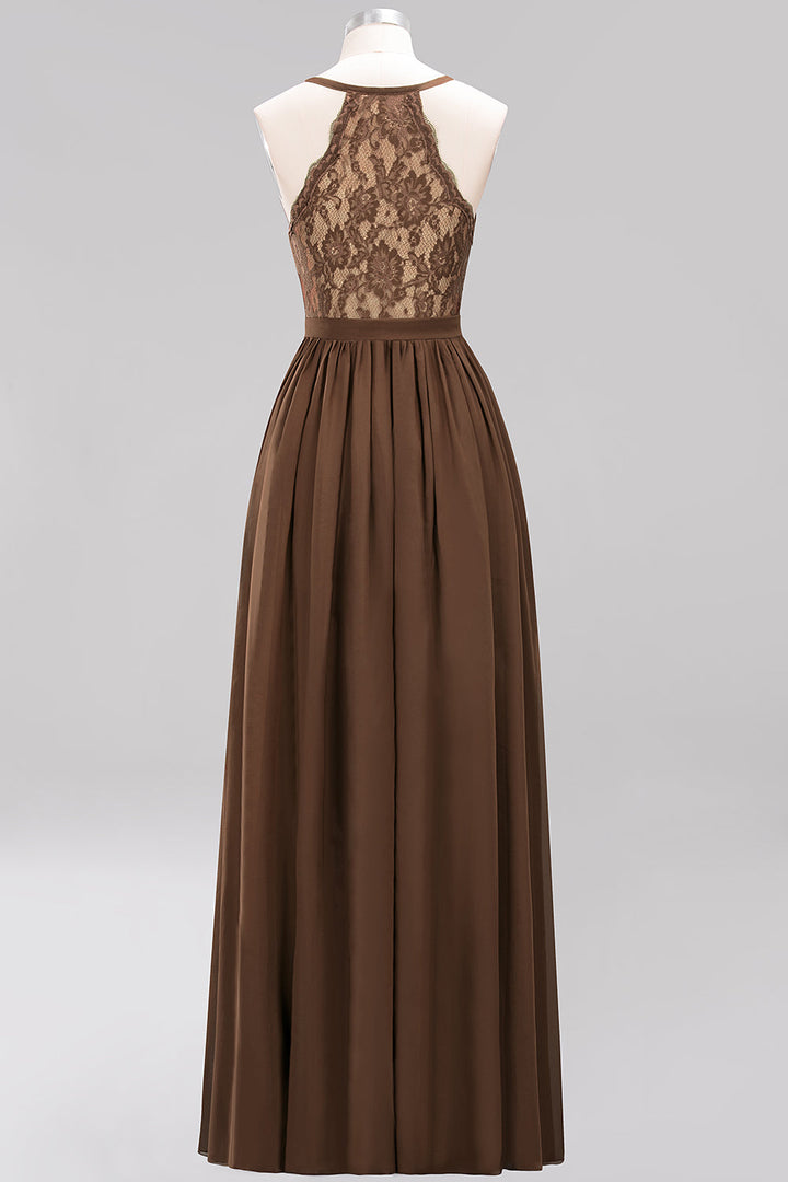 A-line V-Neck Chiffon Floor-Length Dress Sleeveless-koscy