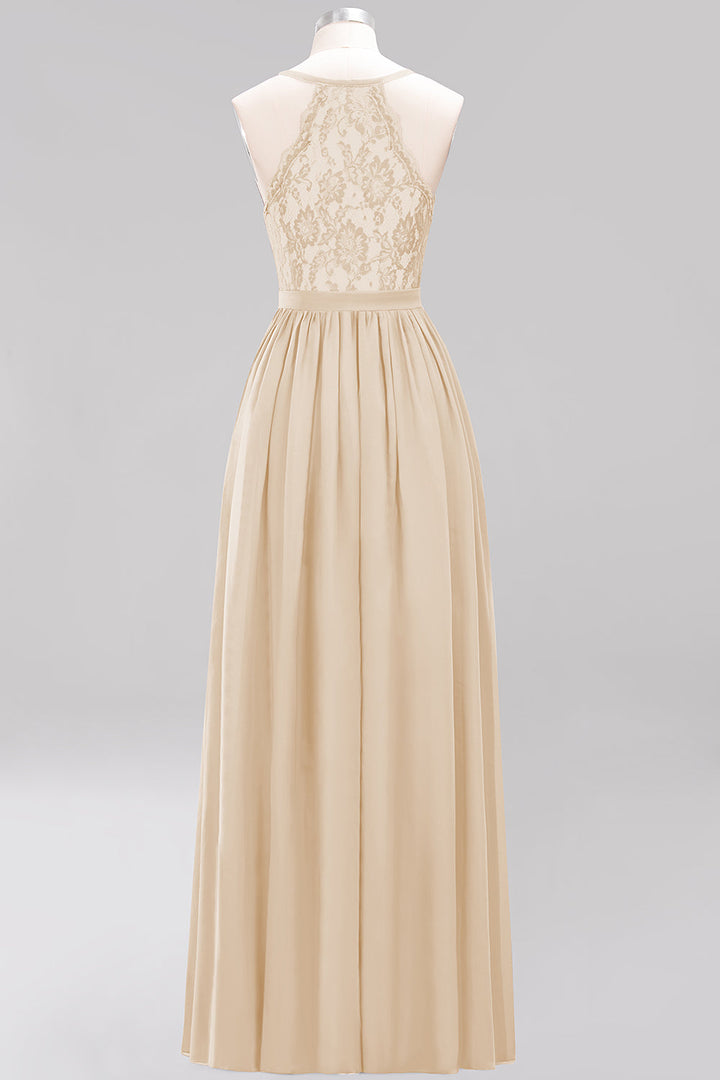 A-line V-Neck Chiffon Floor-Length Dress Sleeveless-koscy