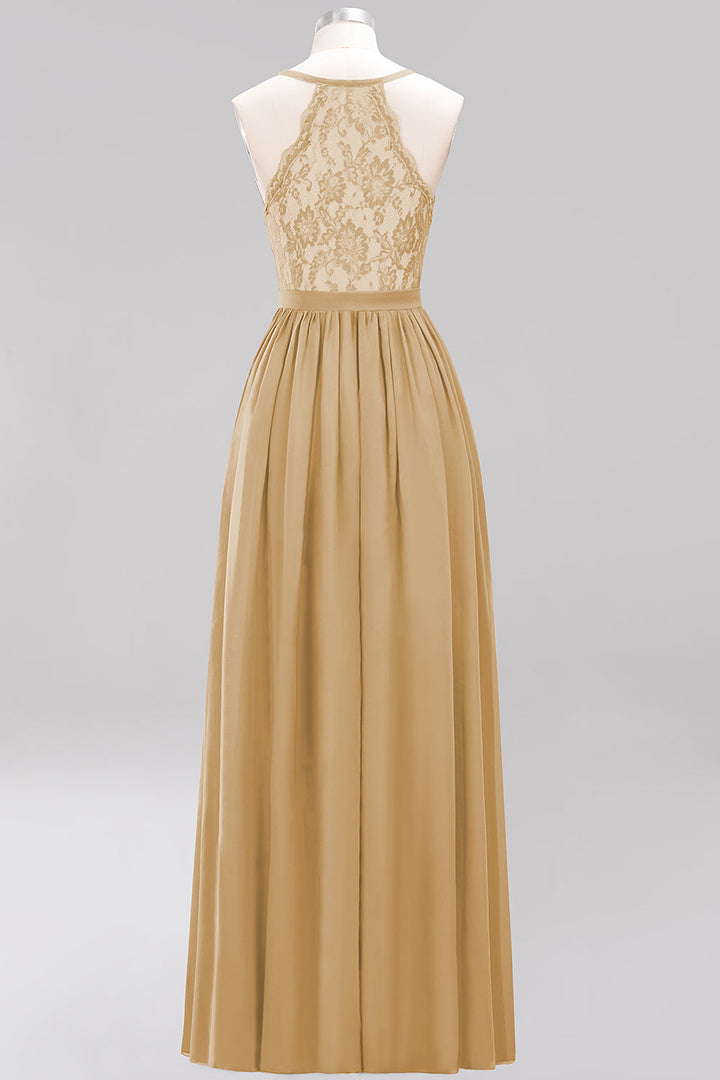 A-line V-Neck Chiffon Floor-Length Dress Sleeveless-koscy