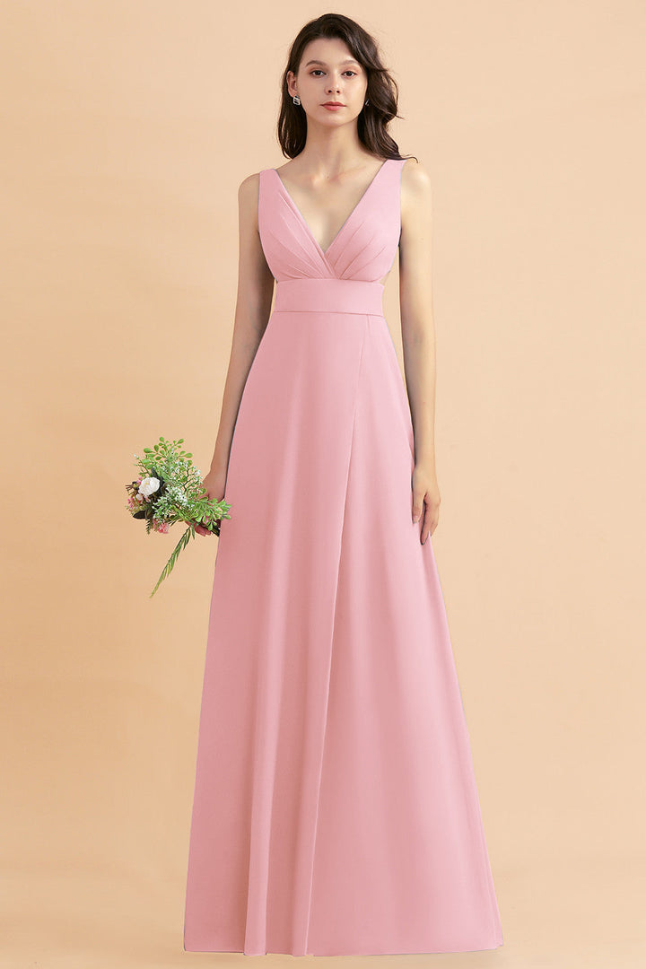 A-Line V-Neck Sleeveless Chiffon Dress-koscy