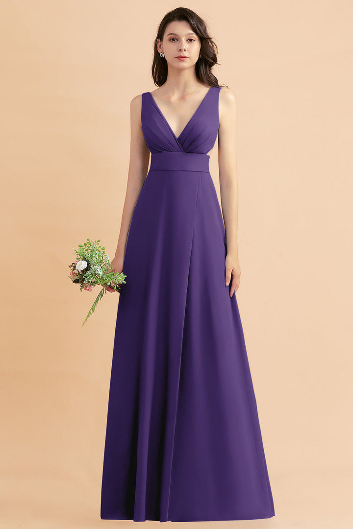 A-Line V-Neck Sleeveless Chiffon Dress-koscy